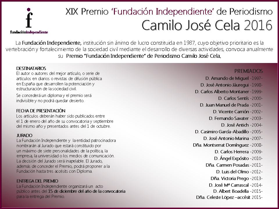 Premio de Periodismo «Fundación Independiente» de Periodismo Camilo José Cela