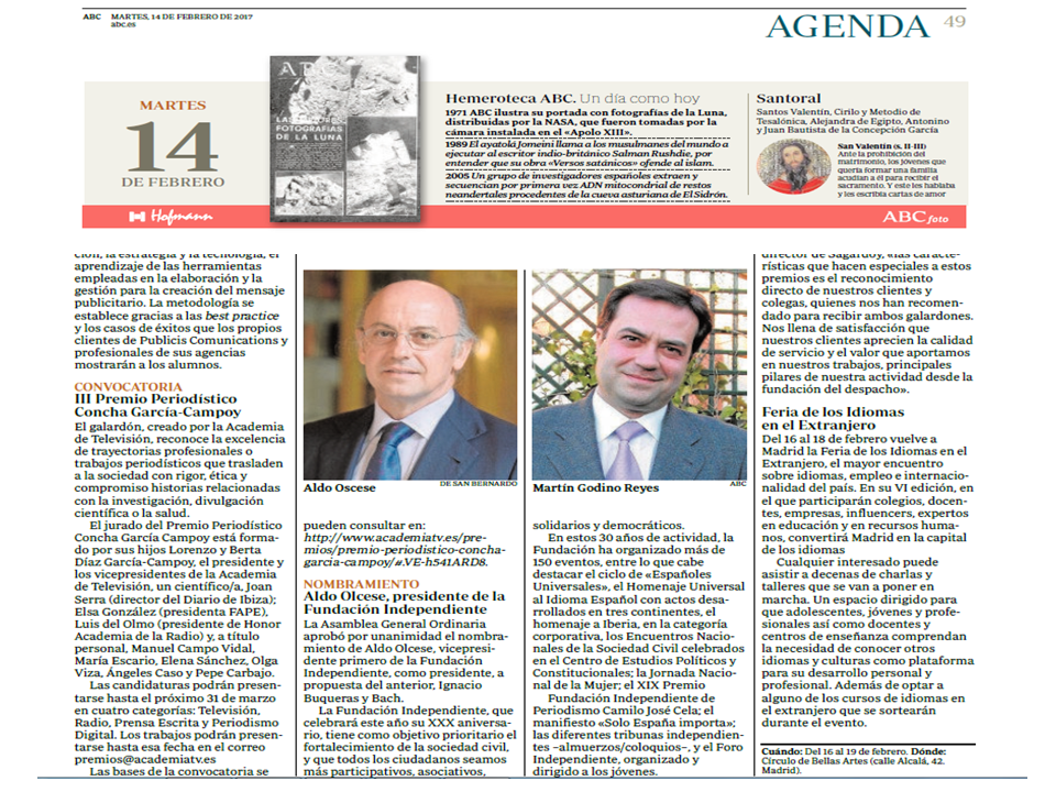 ALDO OLCESE NUEVO PRESIDENTE DE LA FUNDACIÓN INDEPENDIENTE